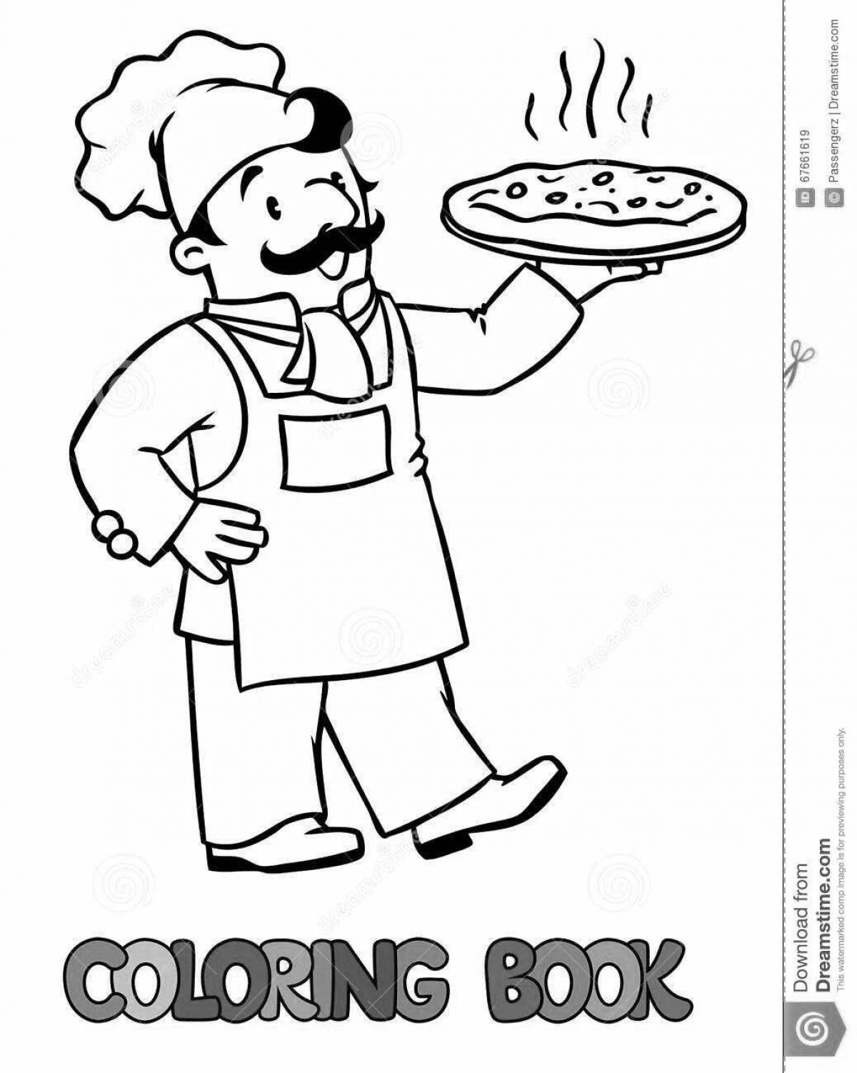 Color-frenzy cook profession coloring page