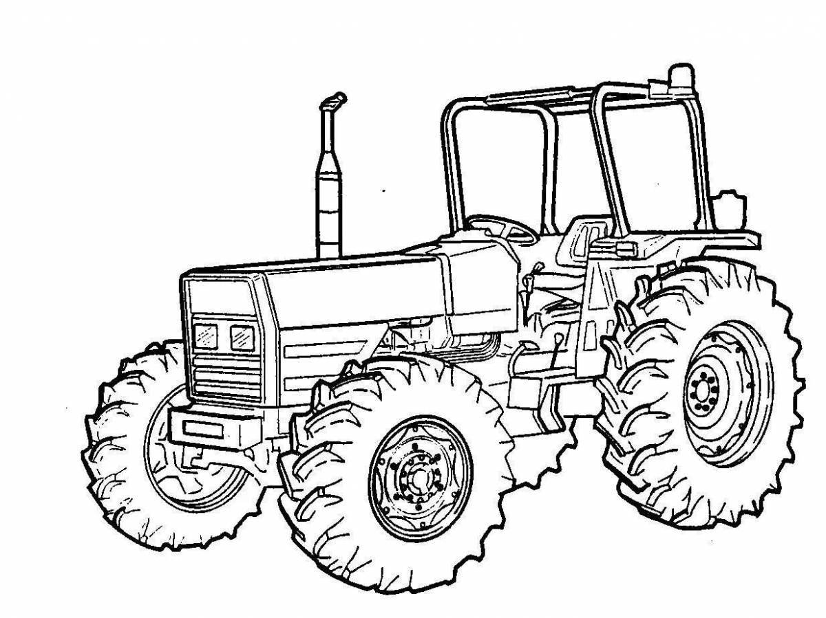 Adorable kids tractor coloring page