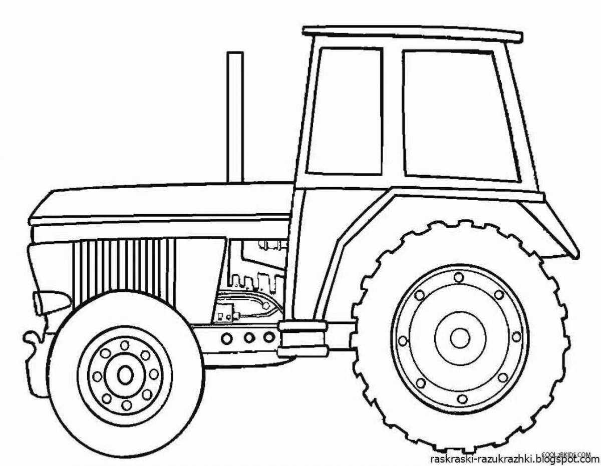 Coloring book glowing children's tractor