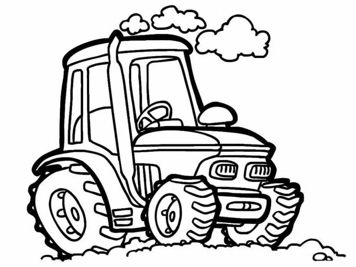 Coloring book cute kids tractor