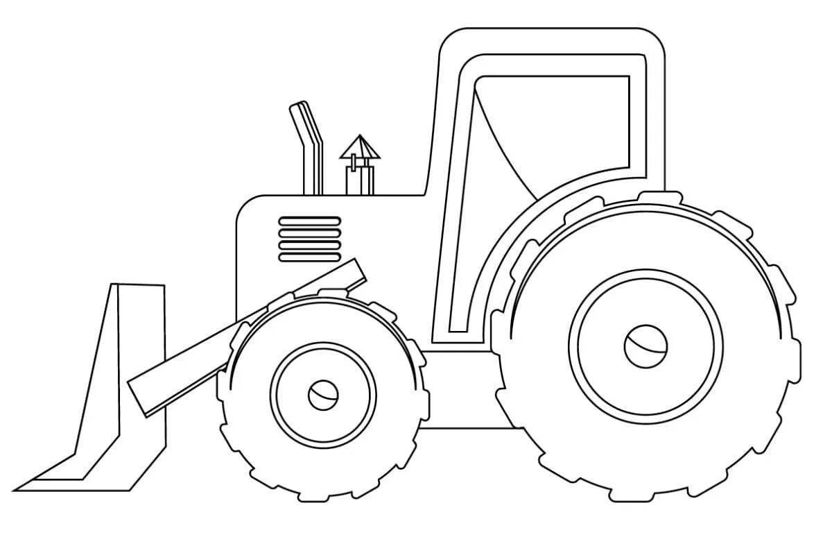 Coloring tractor with bright eyes