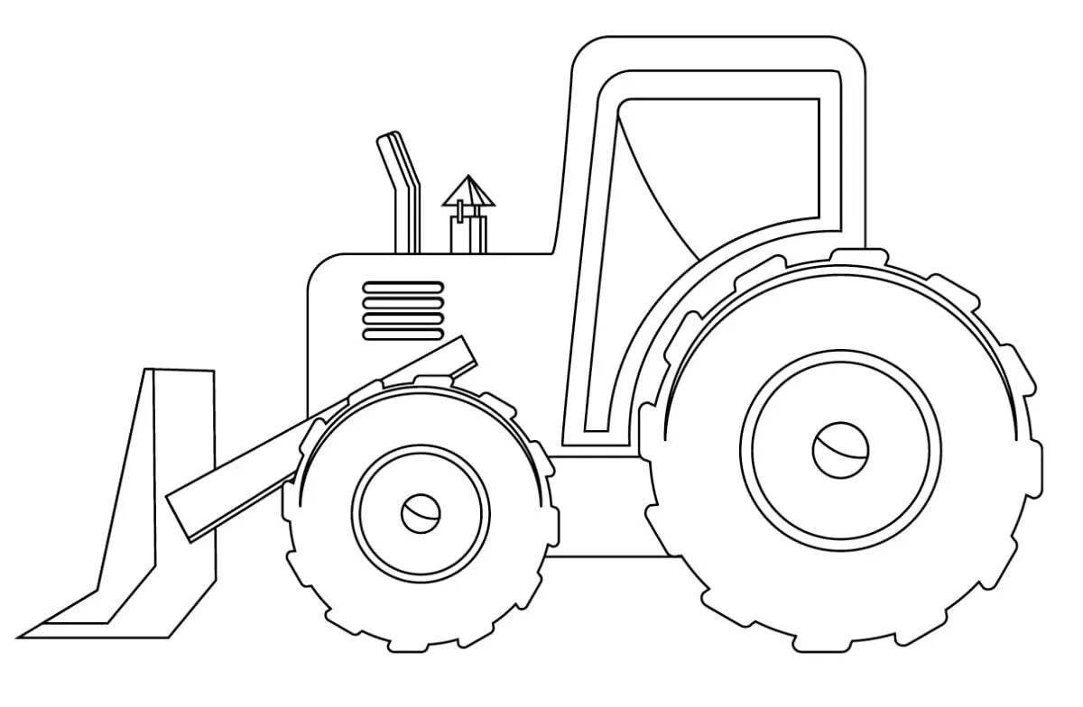 Раскраска трактор с яркими глазами