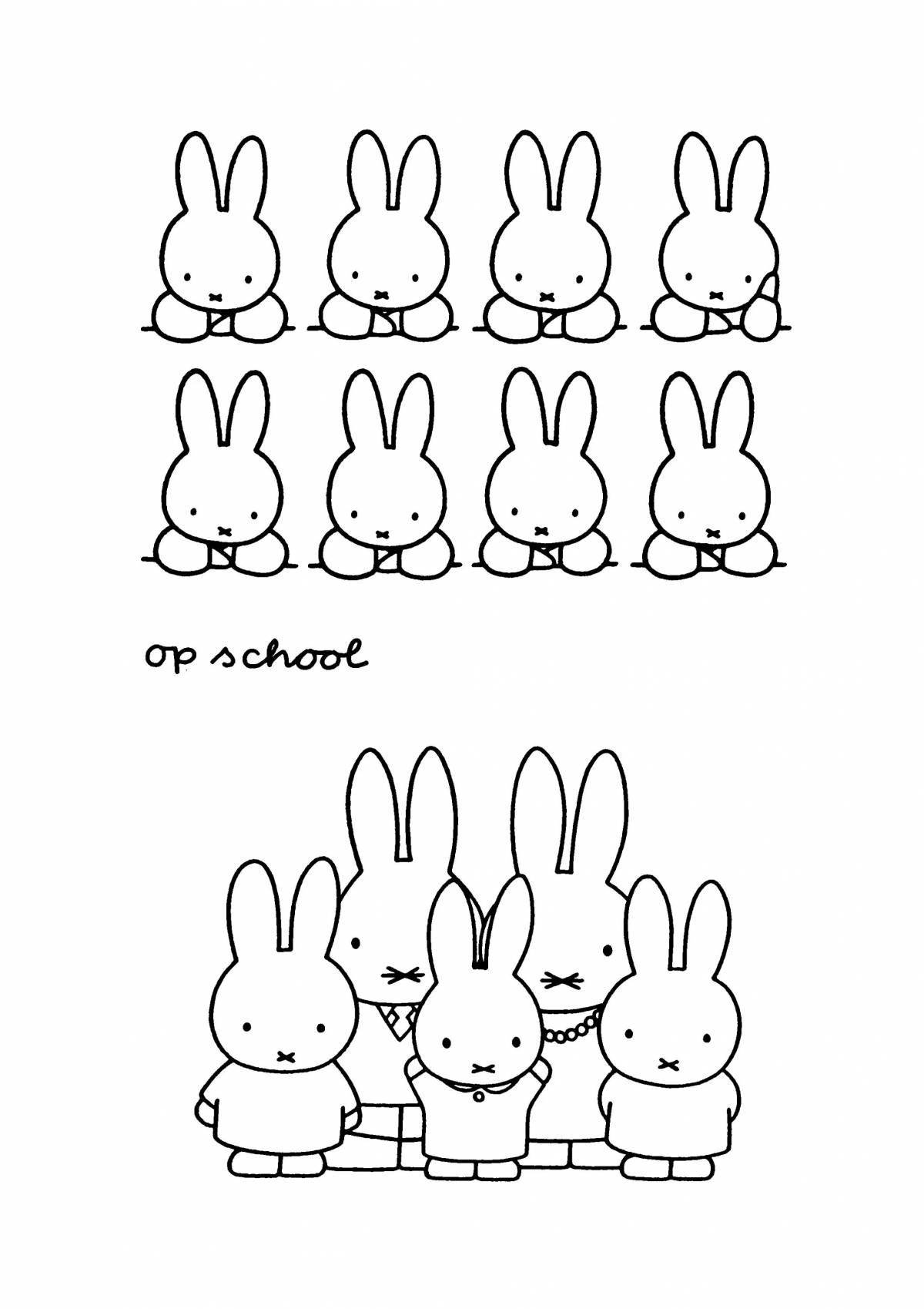 Веселая раскраска маленькие кролики
