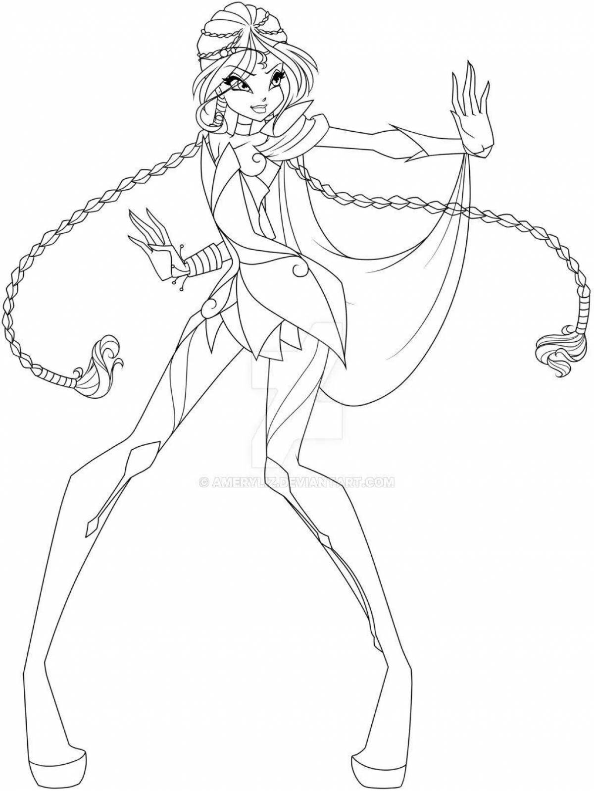 Adorable winx space coloring page