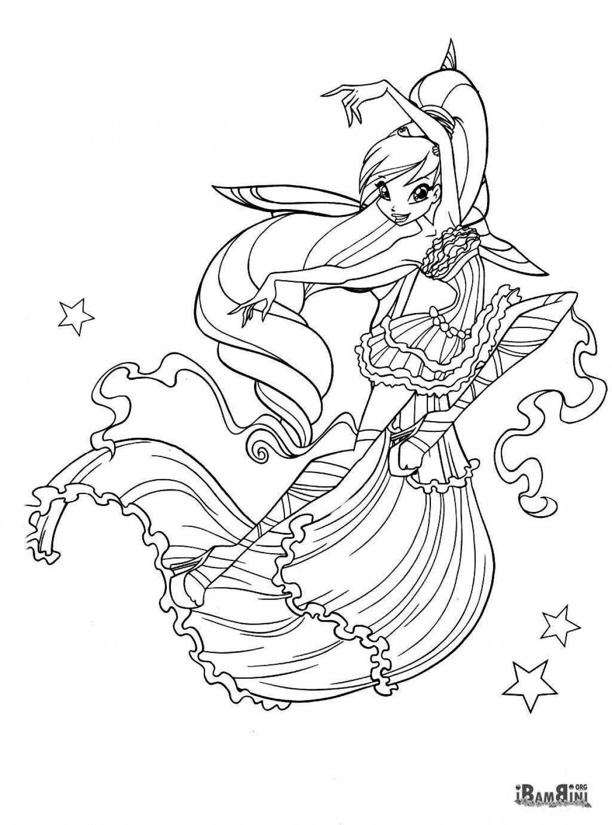 Radiant winx space coloring page