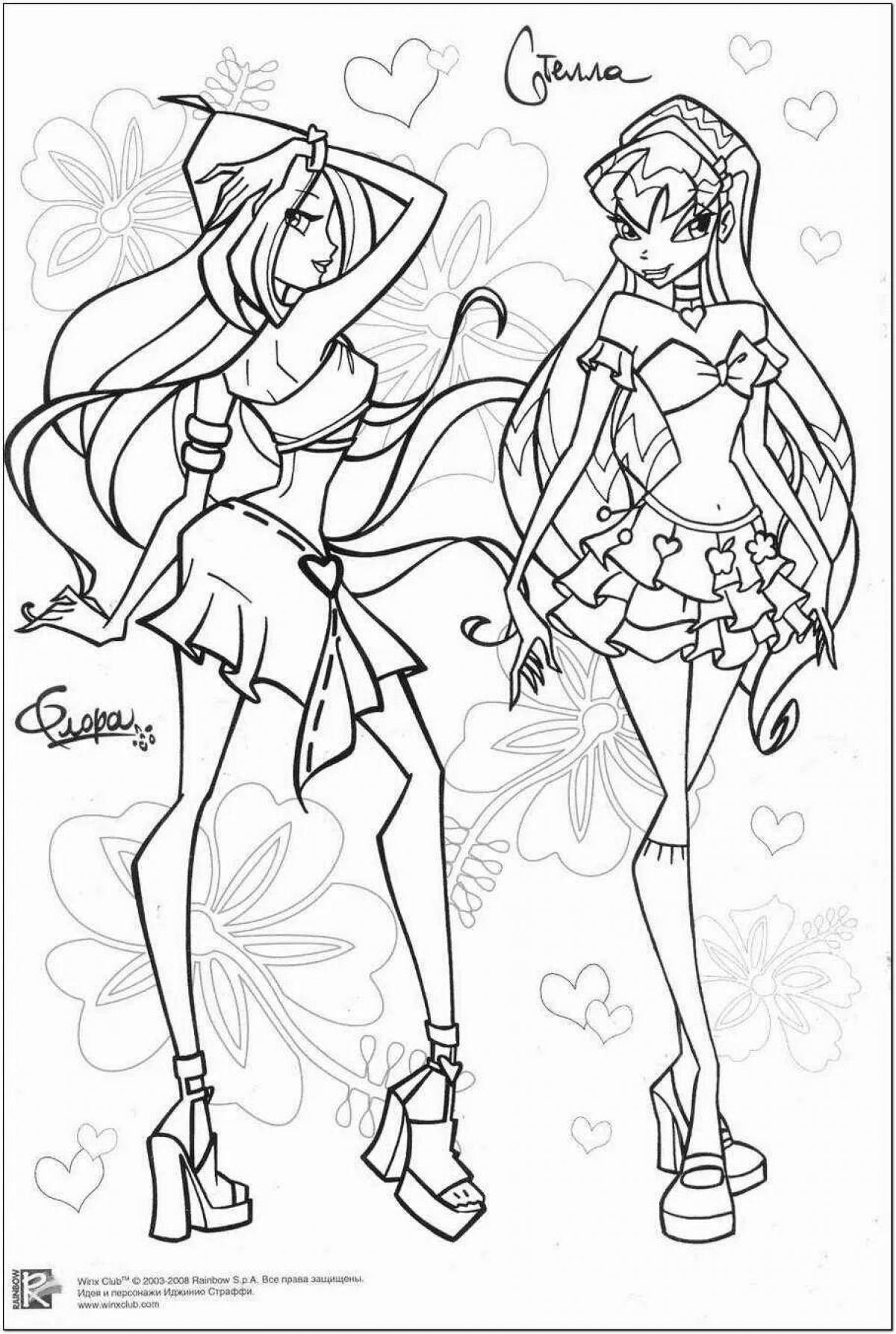 Exquisite winx space coloring page