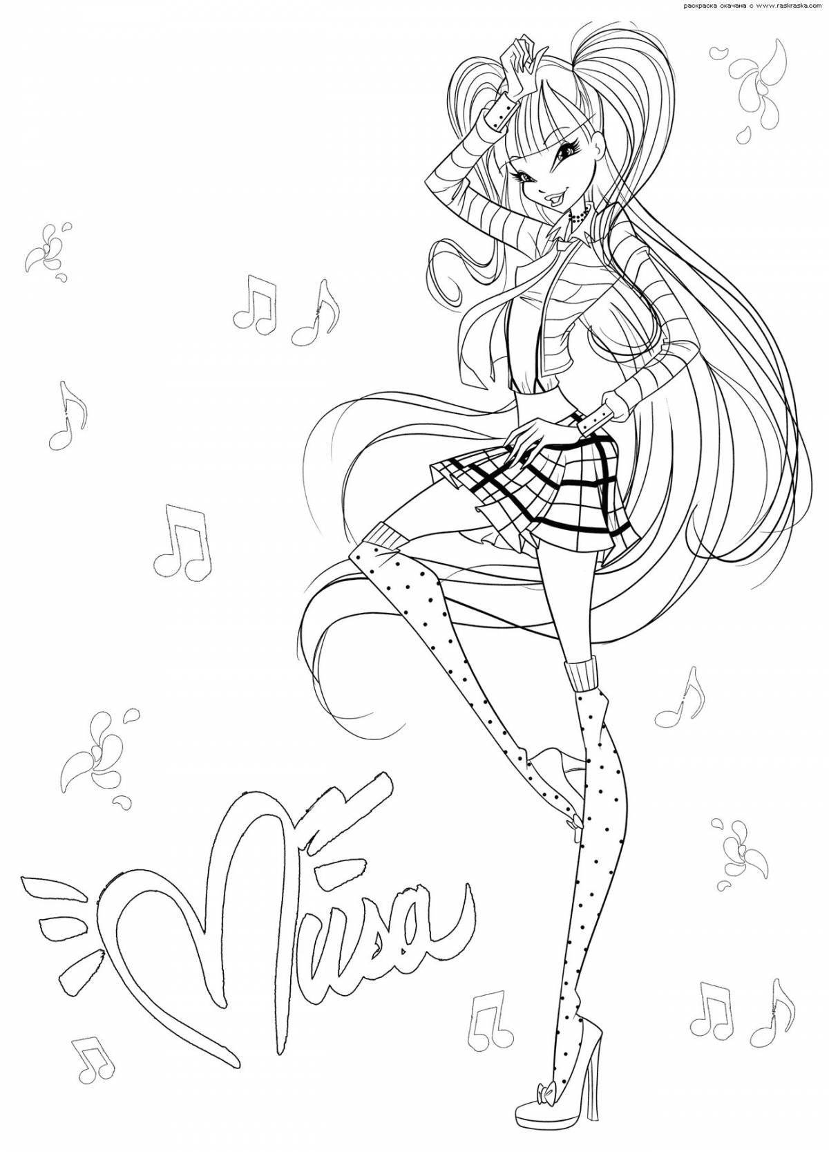 Dazzling winx space coloring page