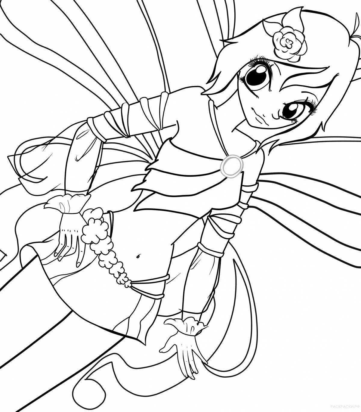 Elegant winx space coloring page