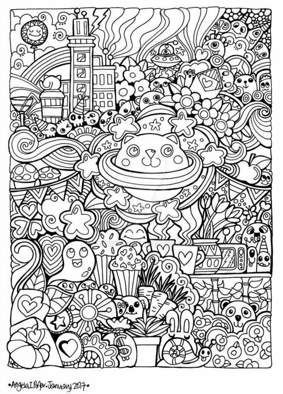 Bright coloring page elements