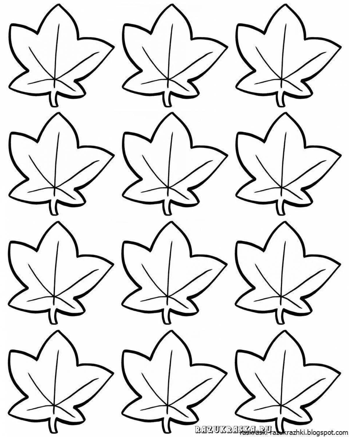 Living coloring page with lots of leaves