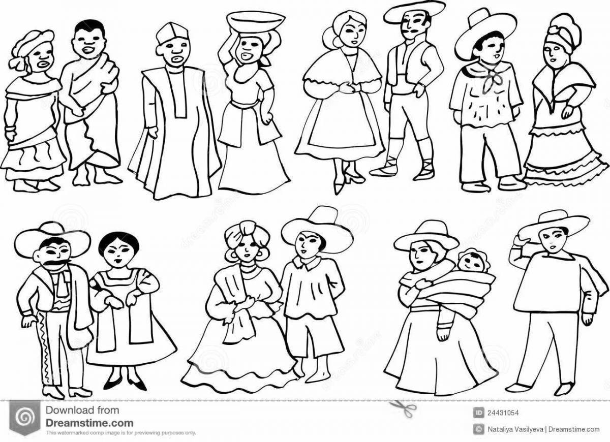 Delightful coloring of different nationalities