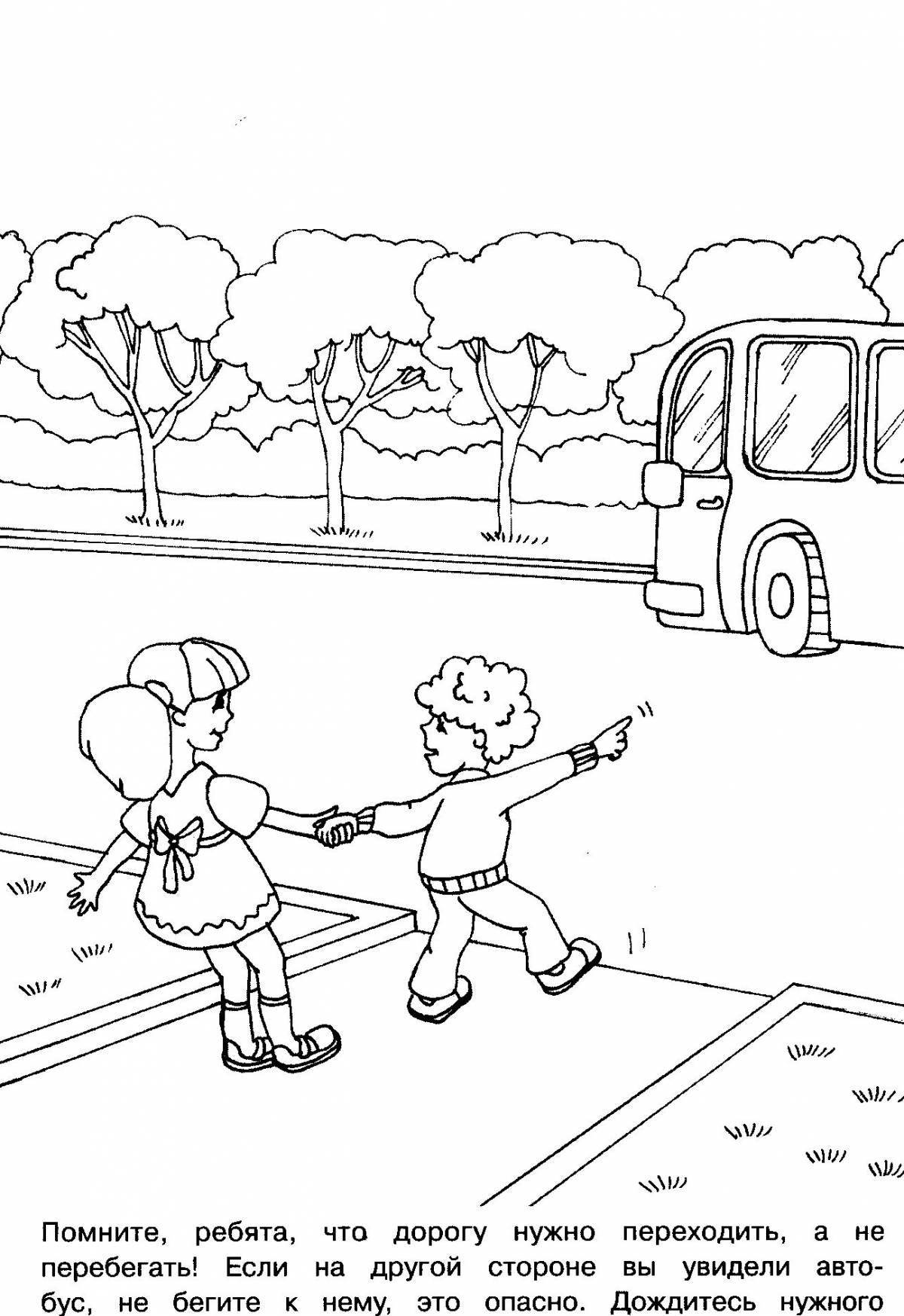 Colorful road home coloring page