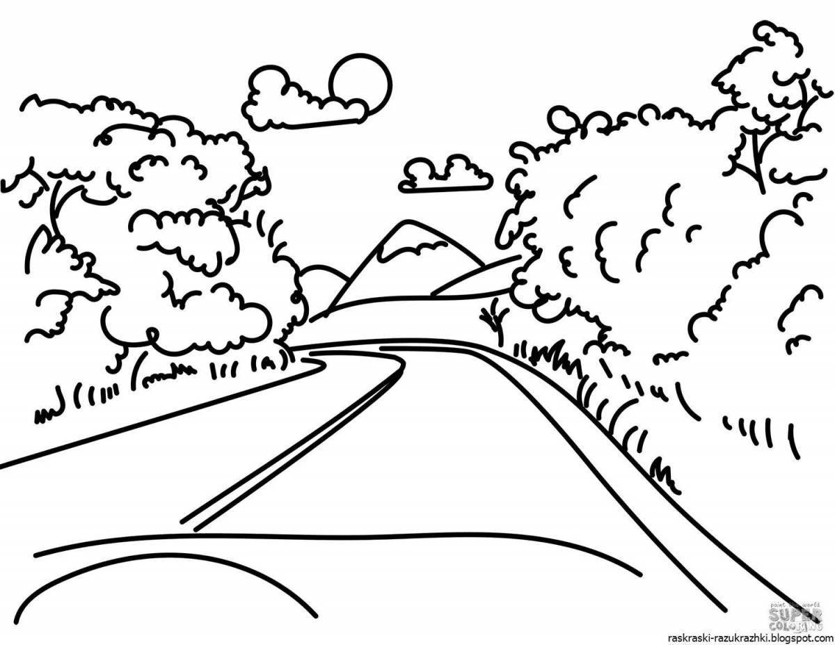 Coloring page vibrant way home