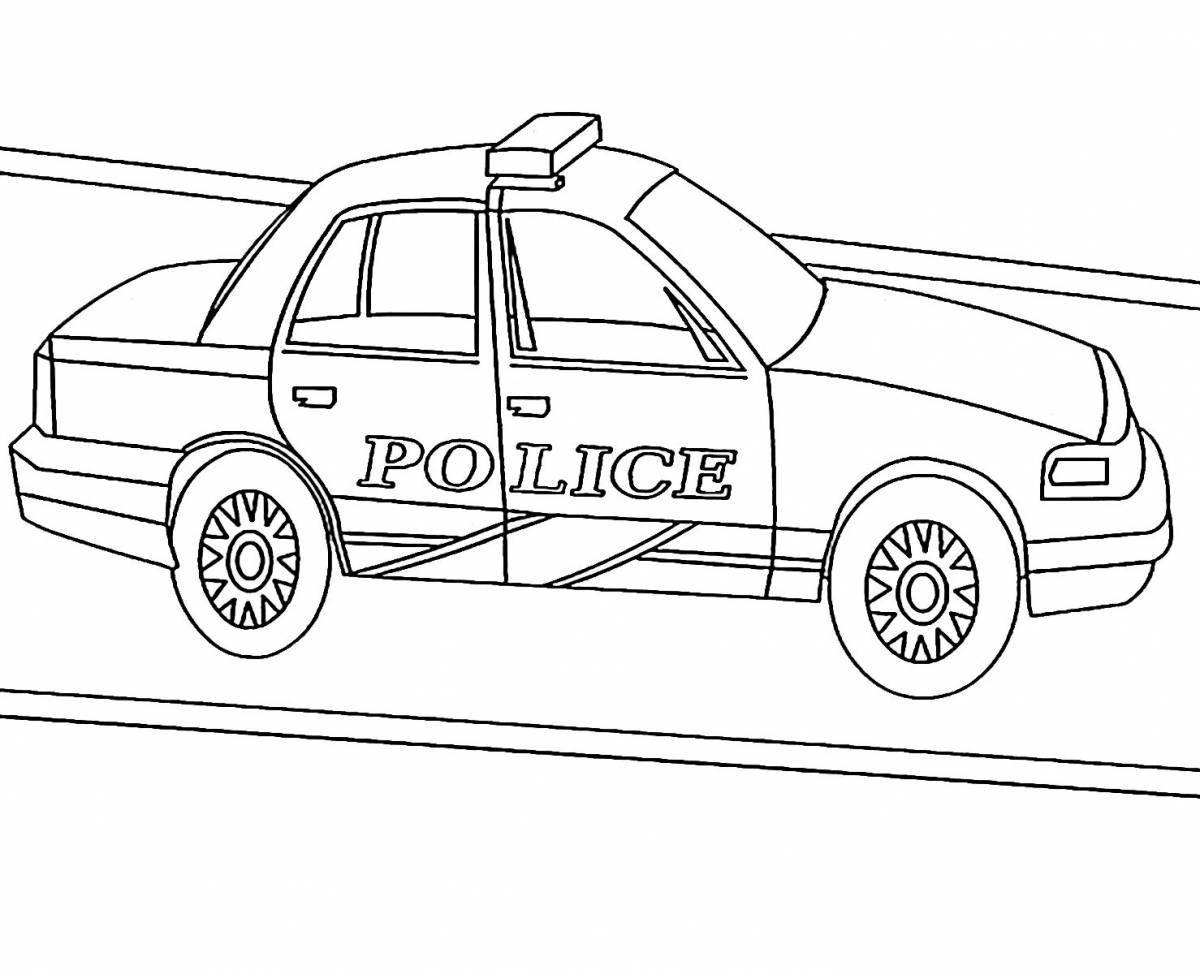 Детально проработанная страница раскраски полицейской машины