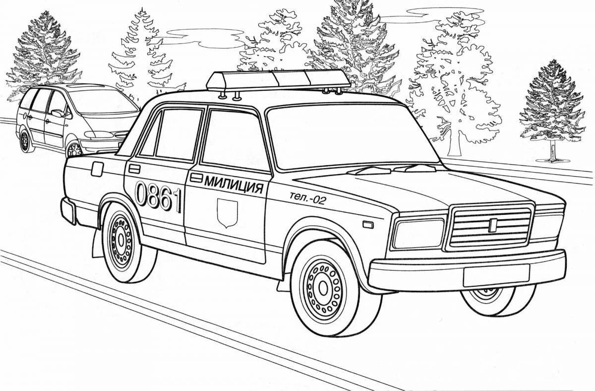 Creative police car coloring book