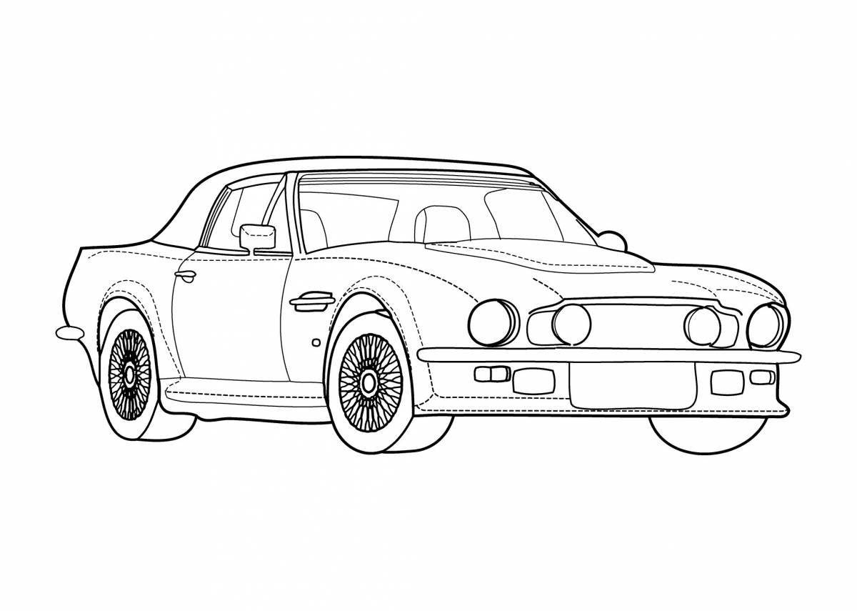 Coloring book glowing cool cars