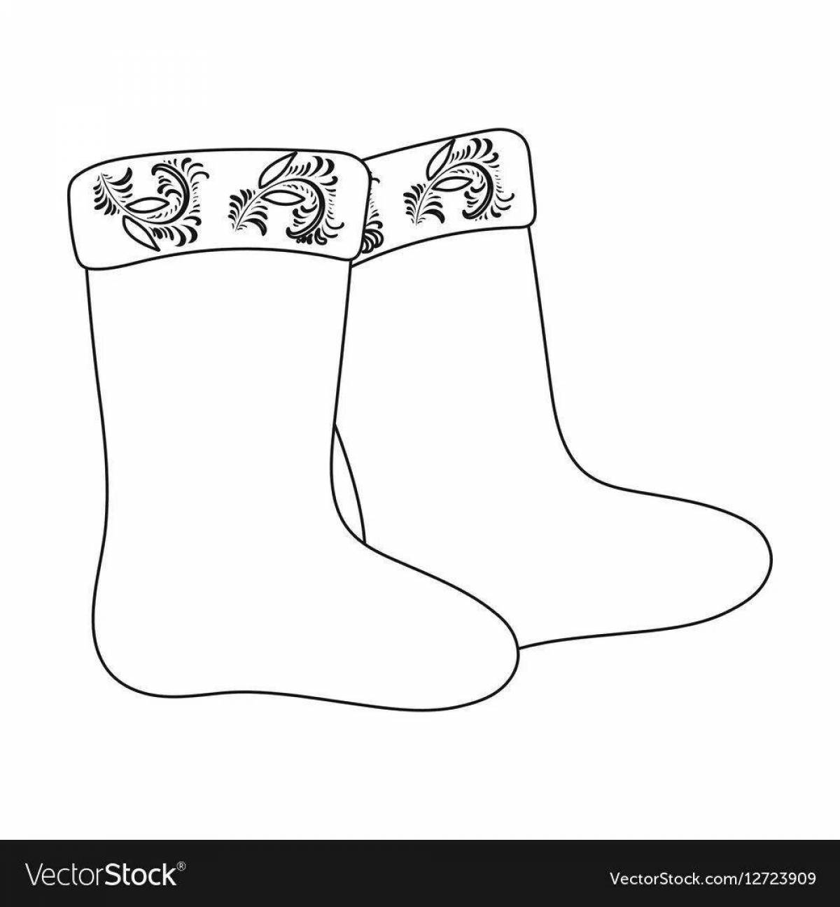 Colouring page with spectacular boot pattern