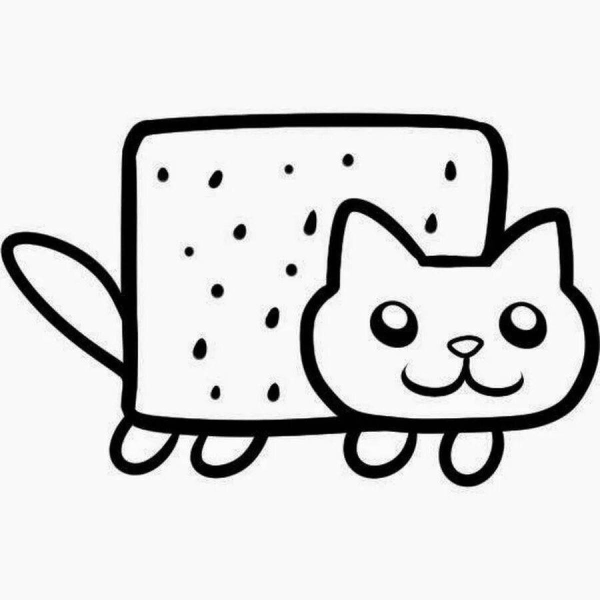 Adorable square cat coloring book