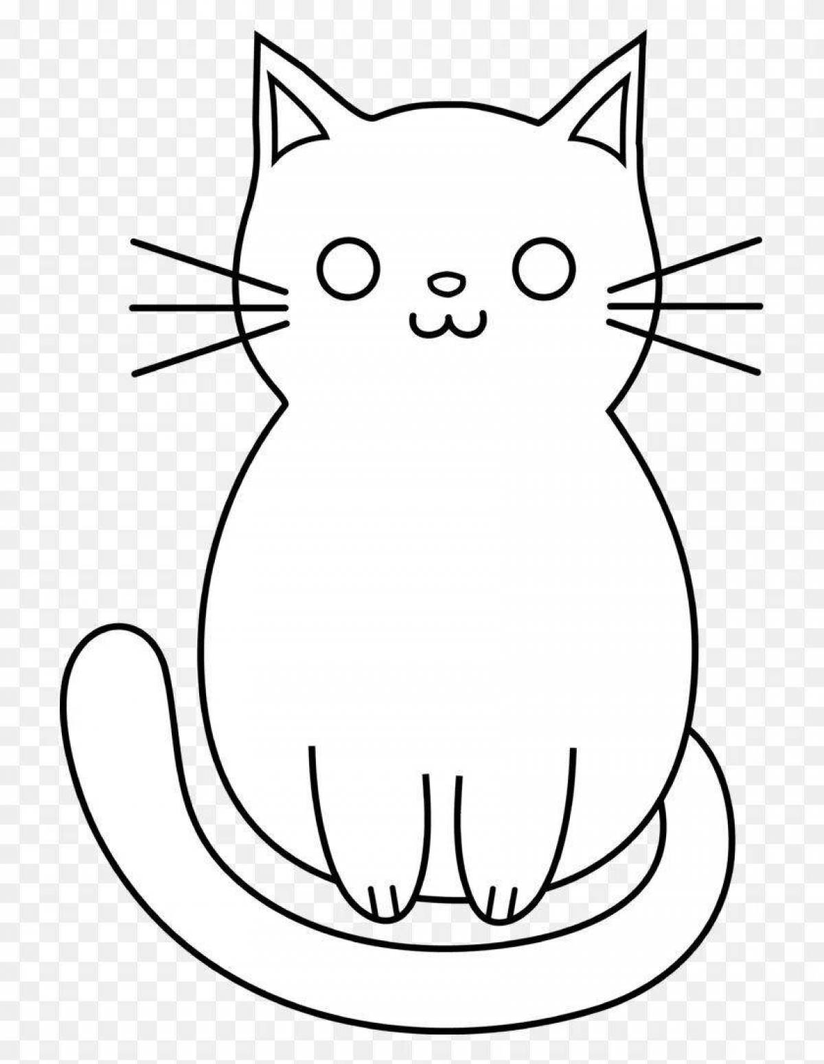 Раскраска яркая квадратная кошка