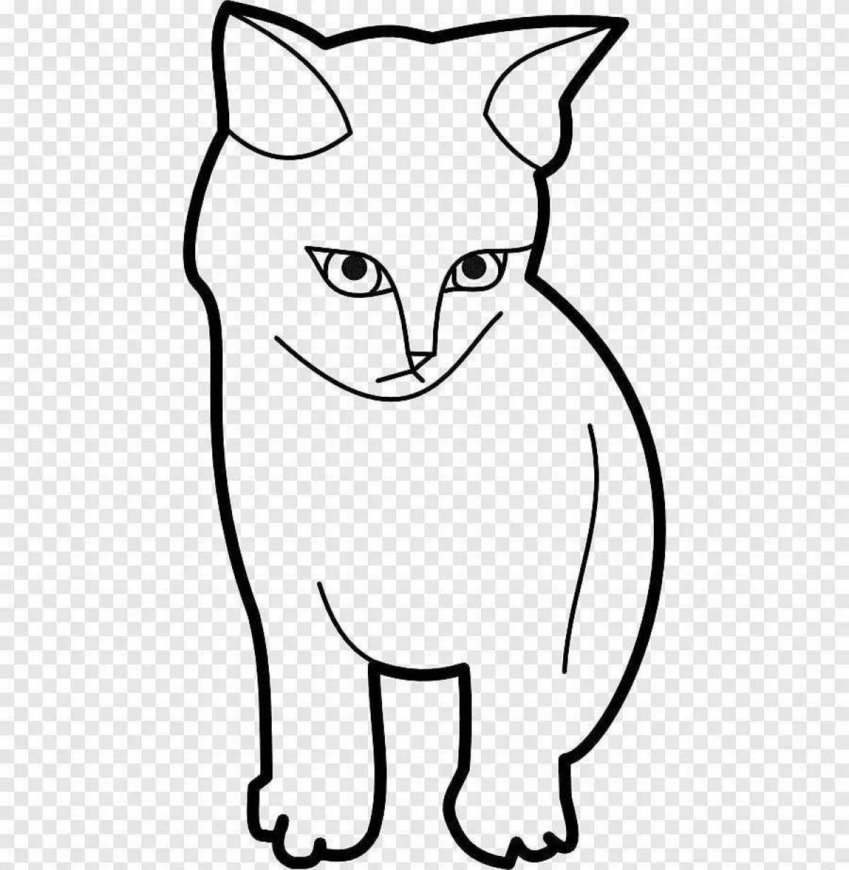 Раскраска пушистый квадратный кот