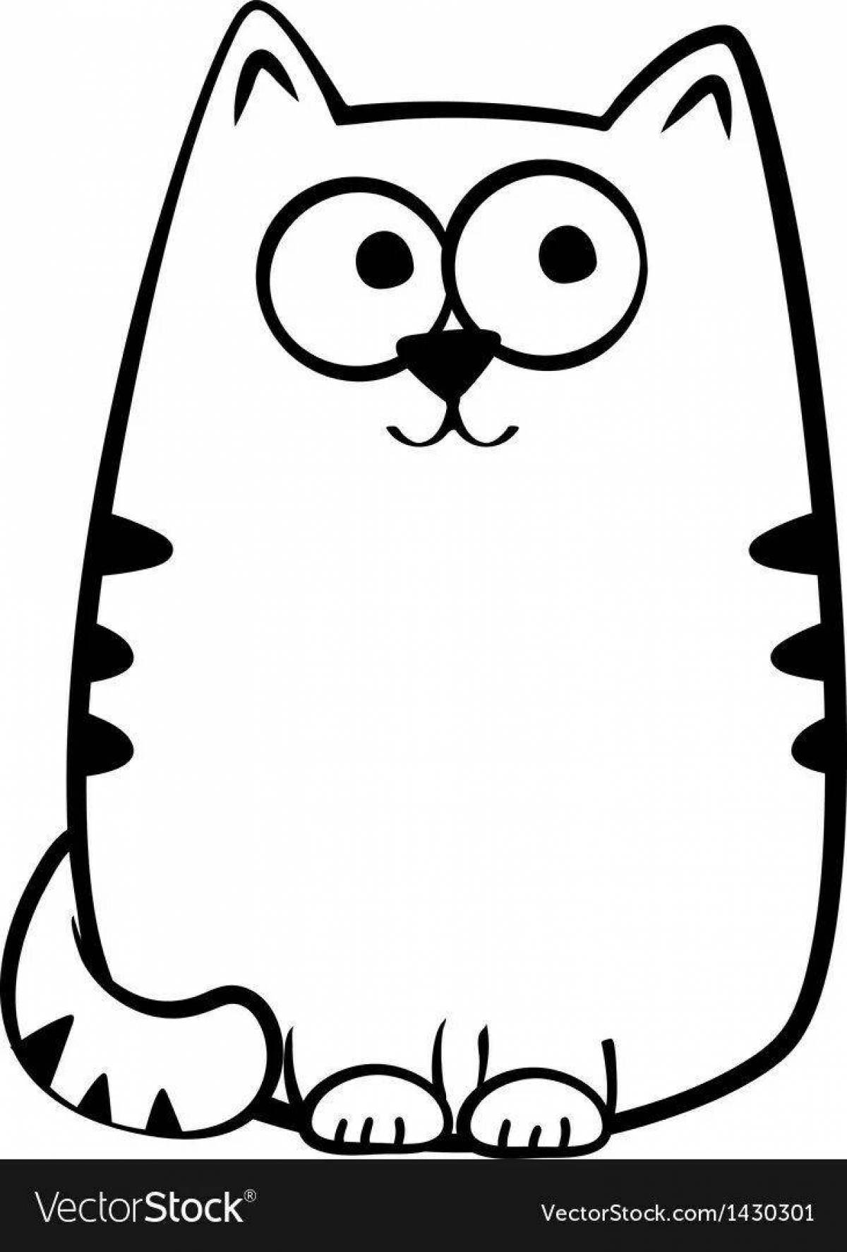 Witty square cat coloring page
