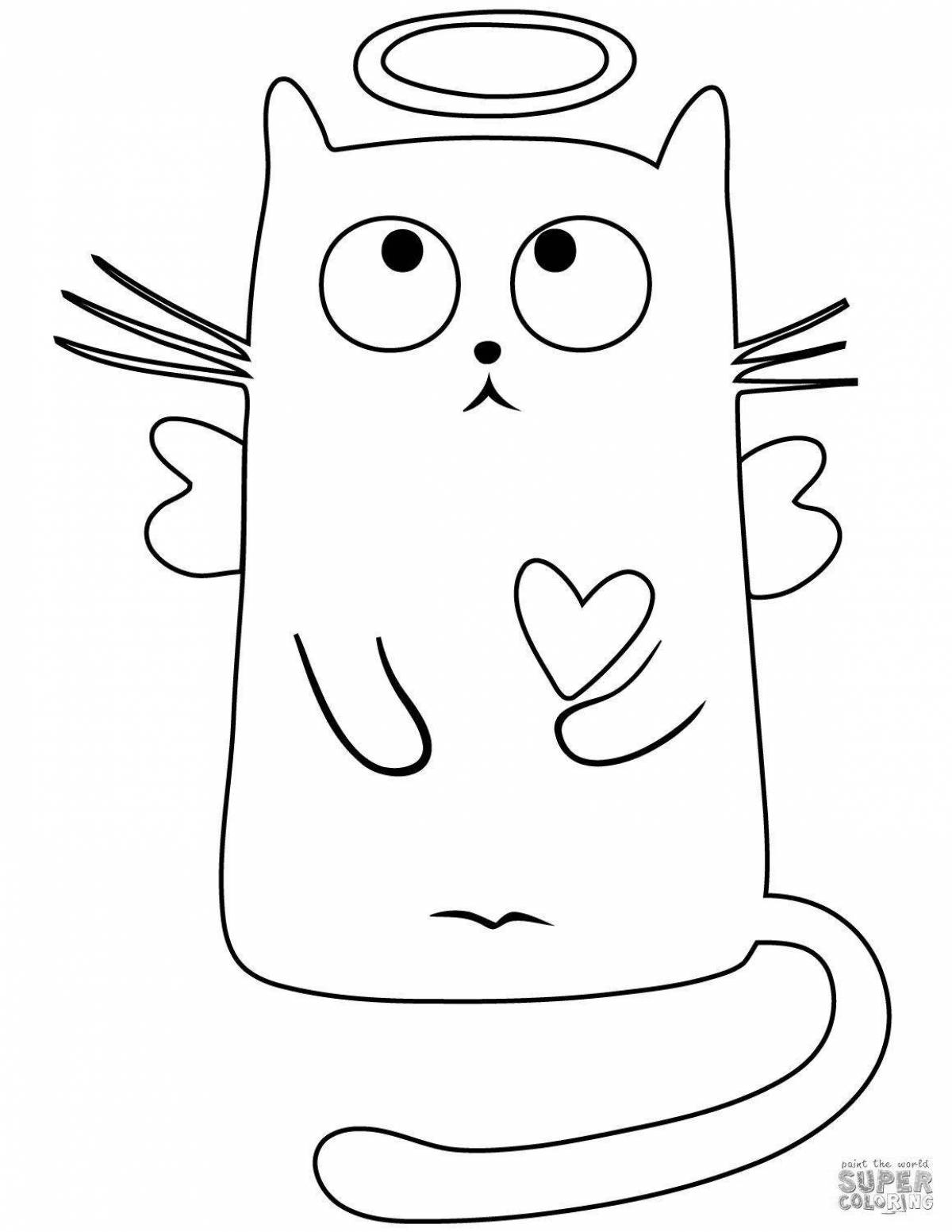 Square cat coloring page