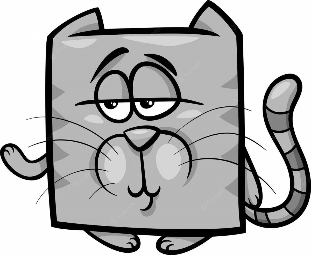 Coloring grinning square cat