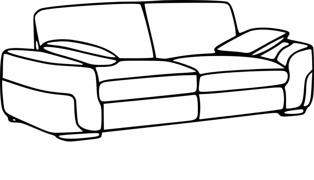 Красочная страница раскраски диван-кресло