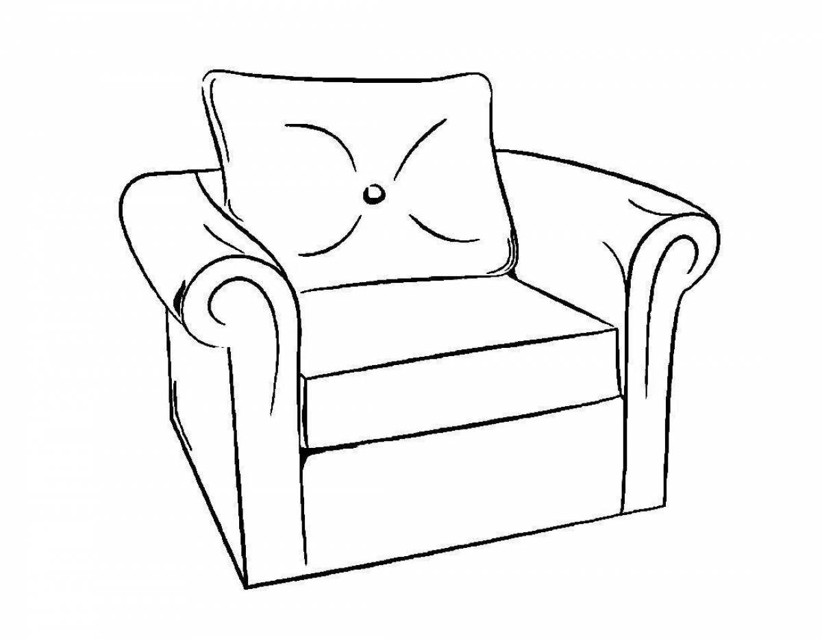 Раскраска яркое кресло-диван