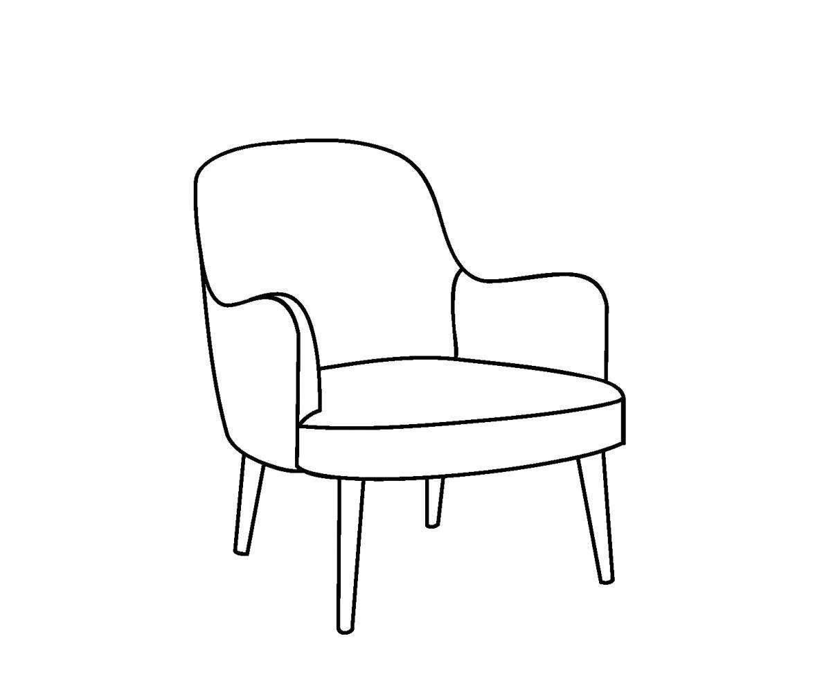 Coloring page cheerful sofa chair