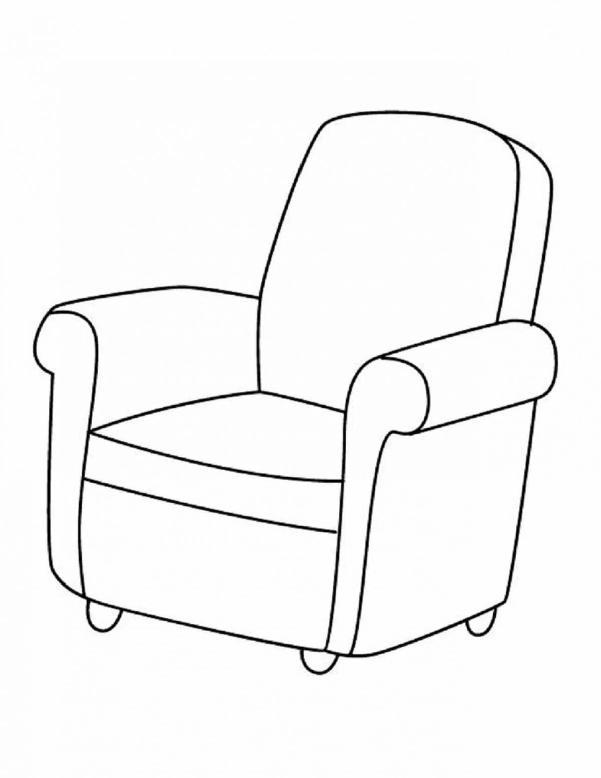 Раскраска радостный диван-стул
