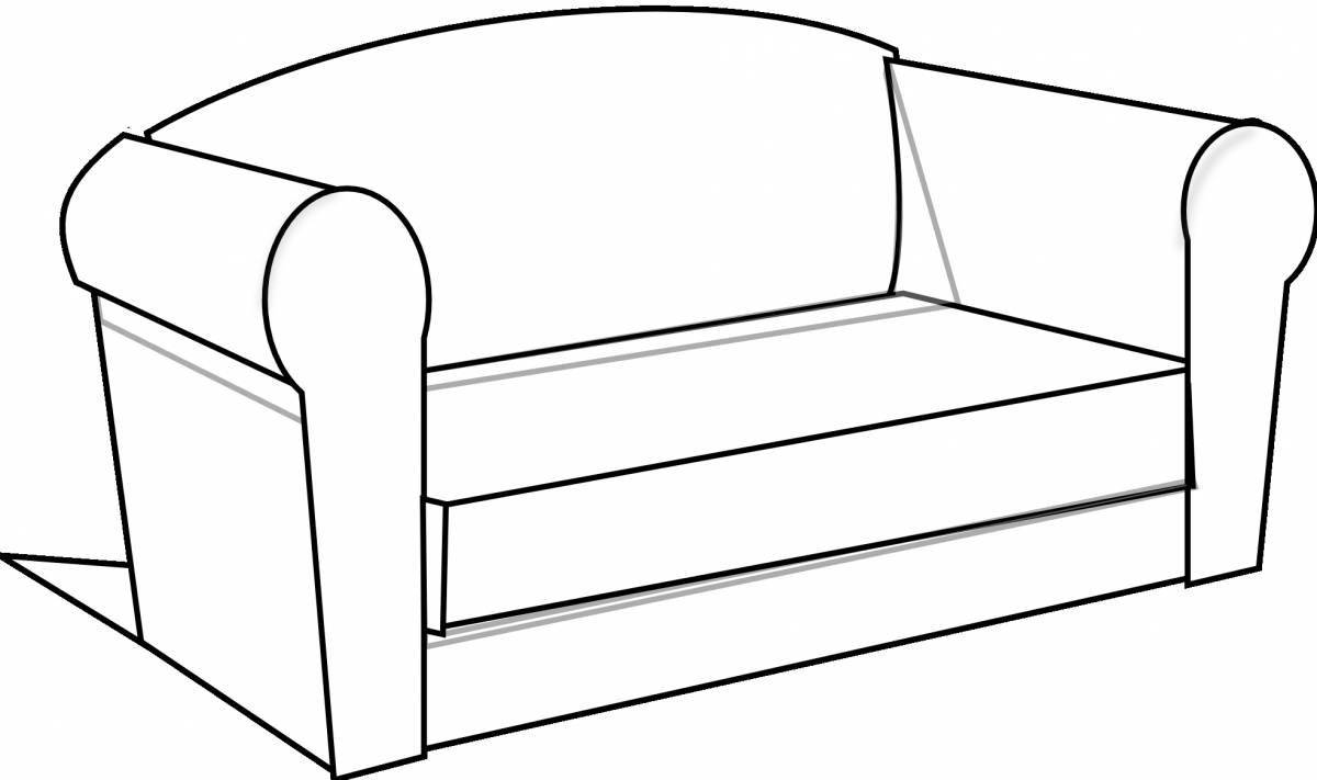 Игривая страница раскраски диван-кресло