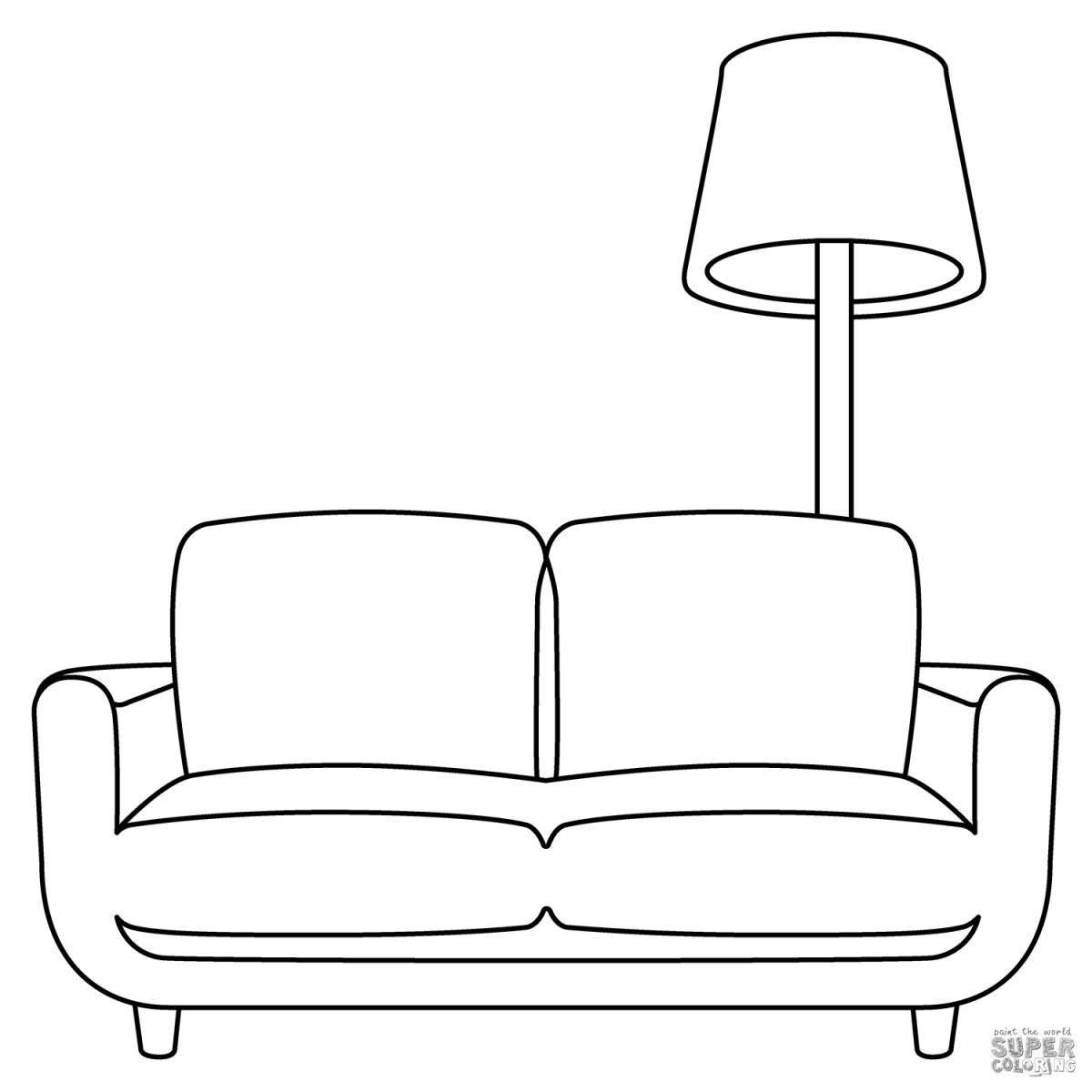 Раскраска сказочный диван-кресло