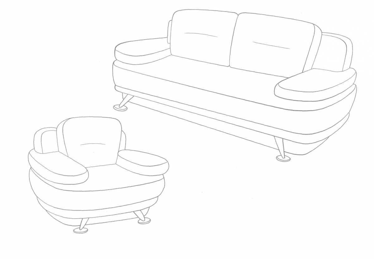 Coloring page gorgeous sofa chair