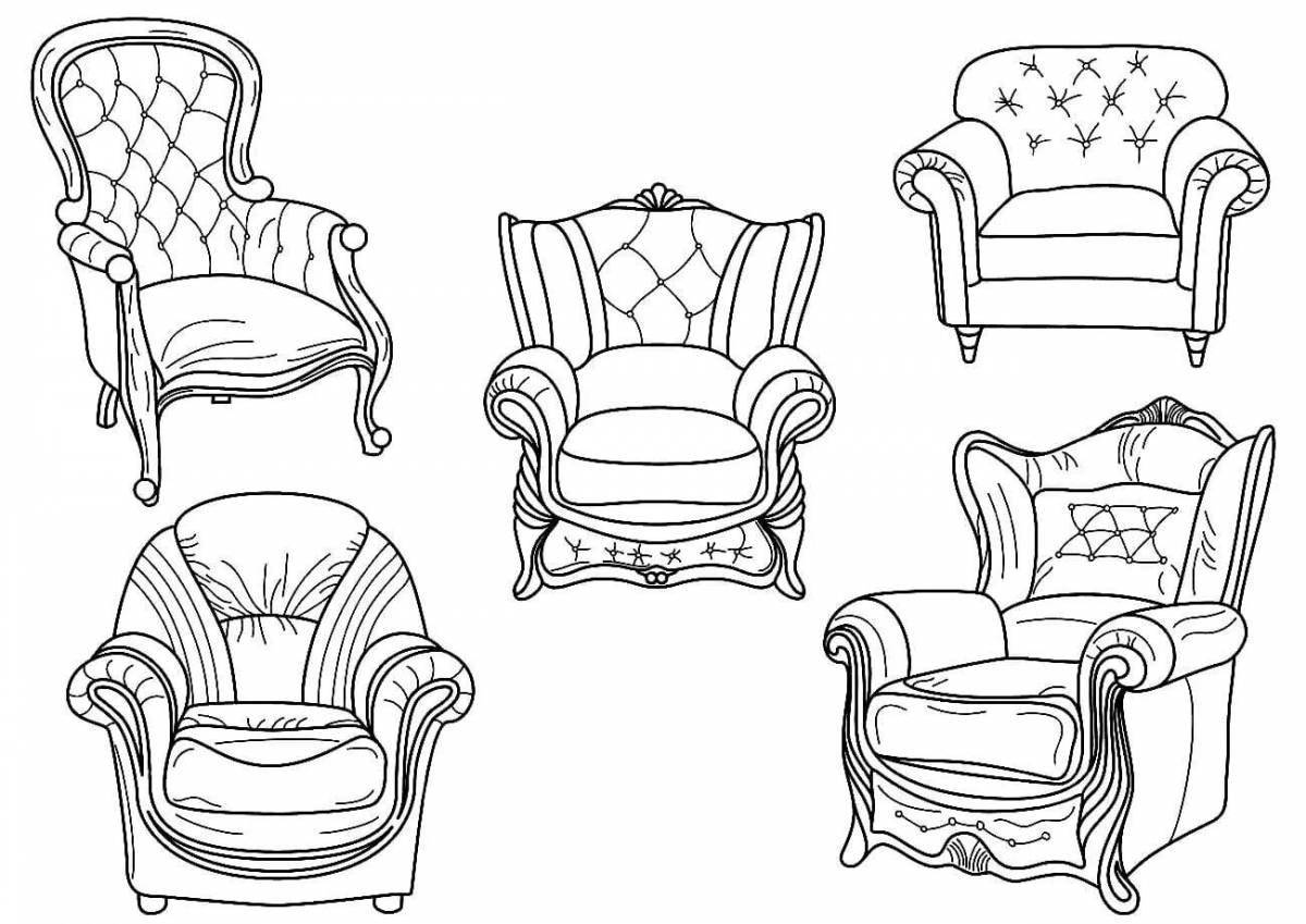 Cute sofa chair coloring page