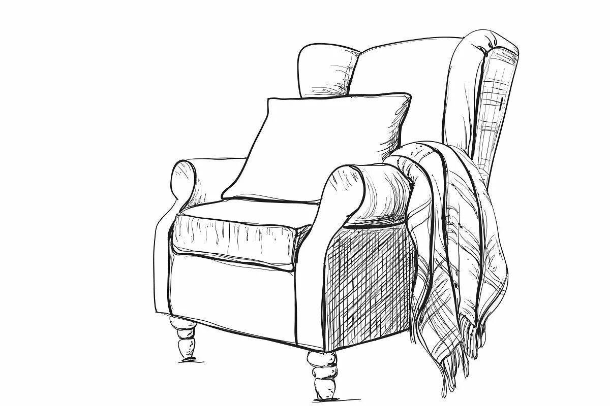 Раскраска восхитительный диван-кресло