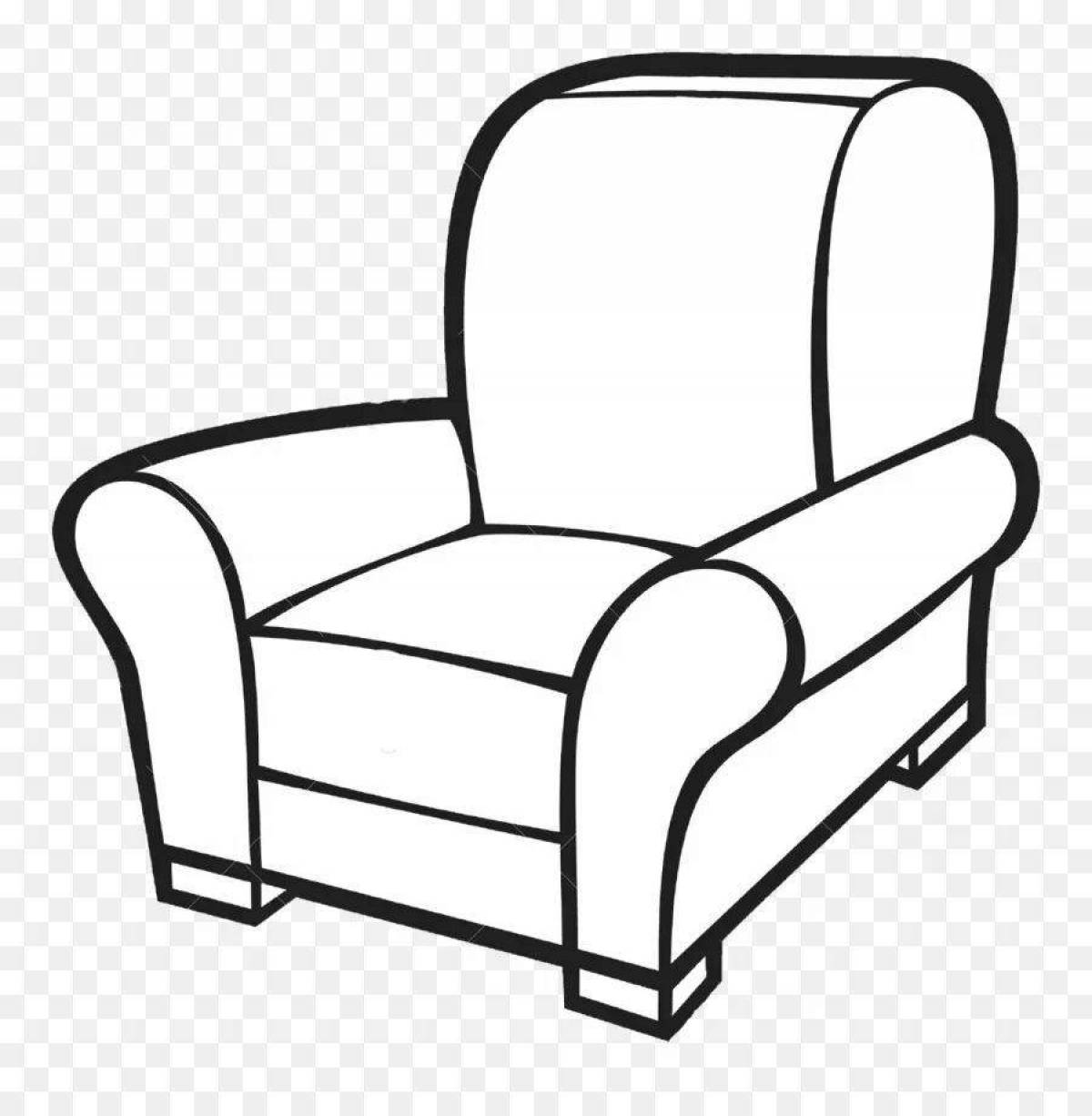 Раскраска милый диван-стул