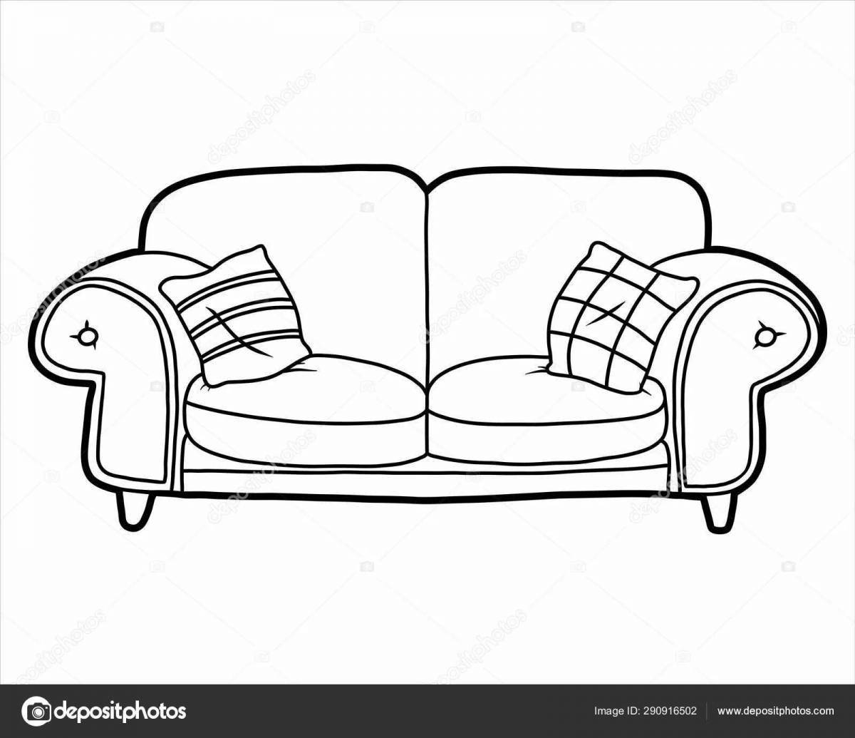 Раскраска уютный диван-кресло