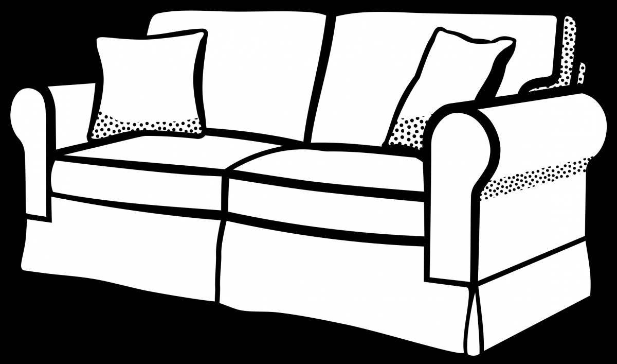 Раскраска привлекательный диван-кресло