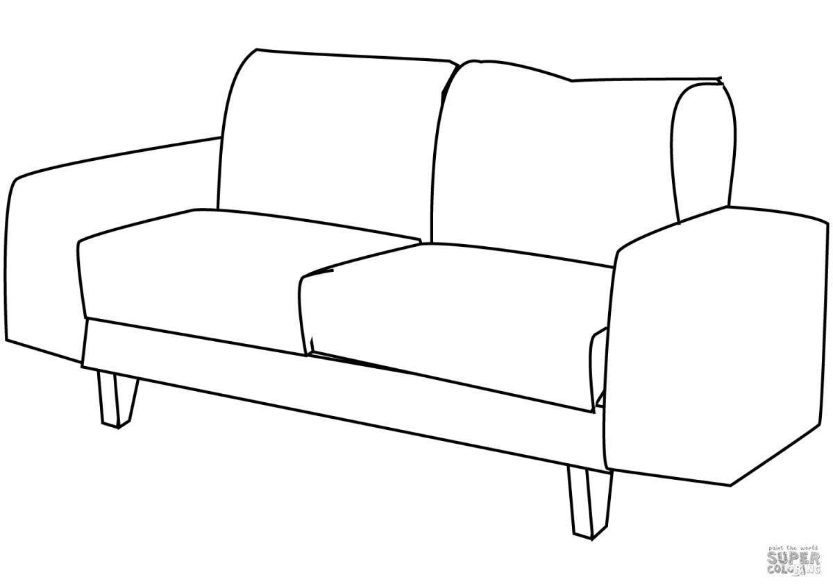 Привлекательный диван-кресло раскраска