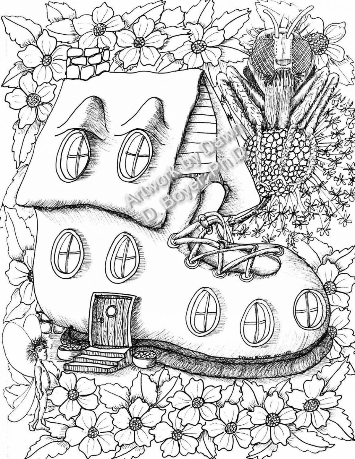 Large coloring book magic house