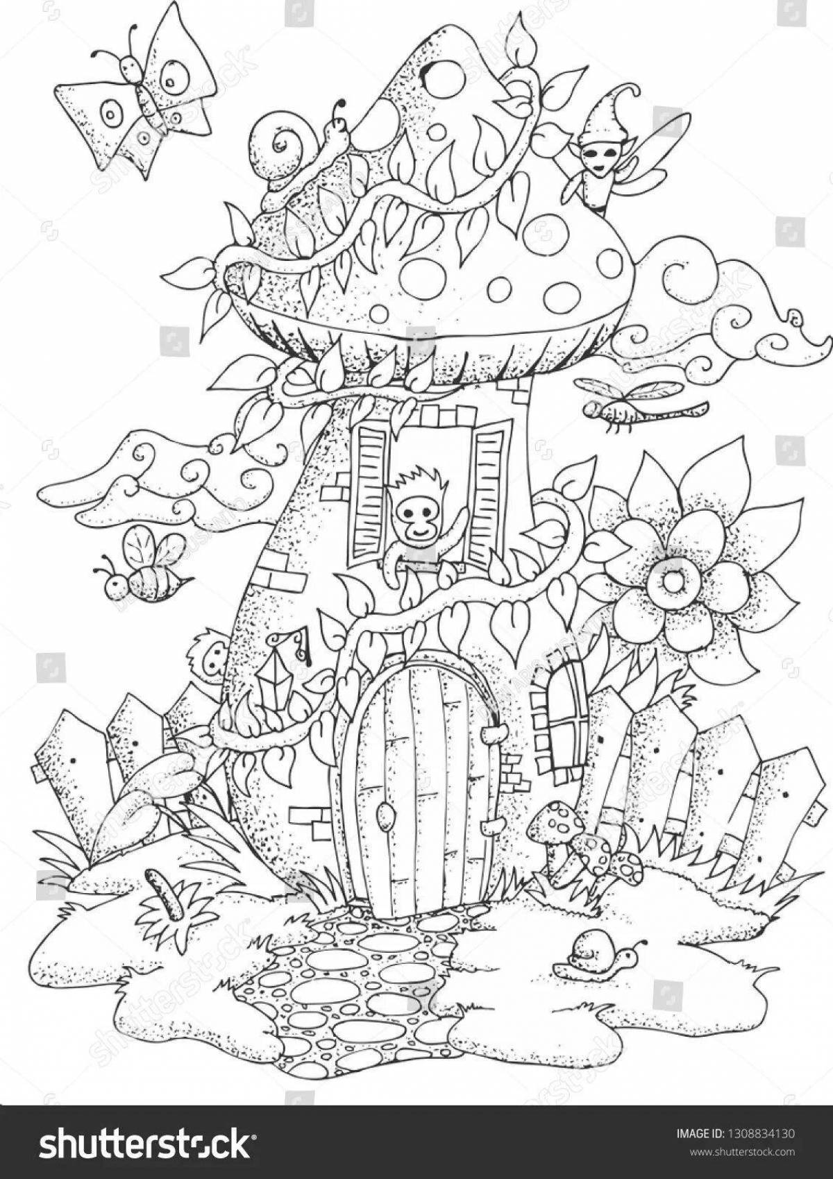 Exotic magic house coloring book