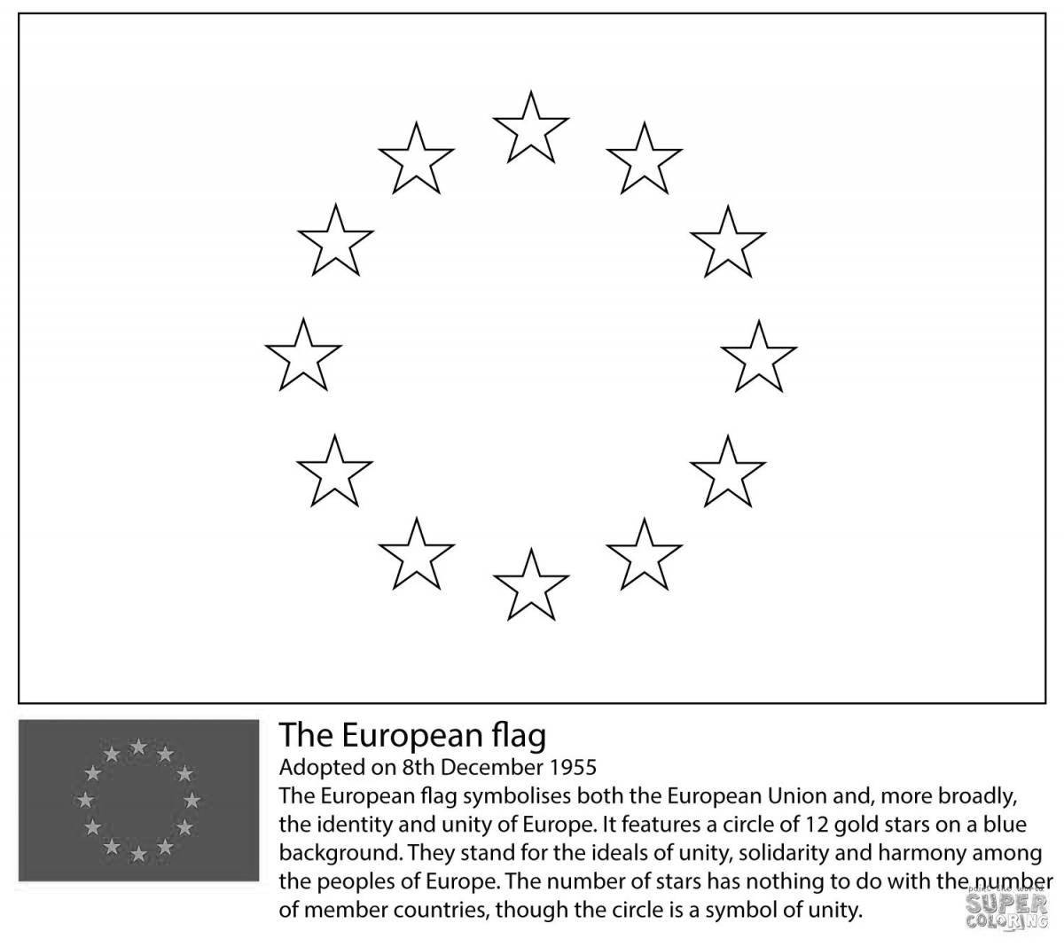 Adorable European flags coloring page