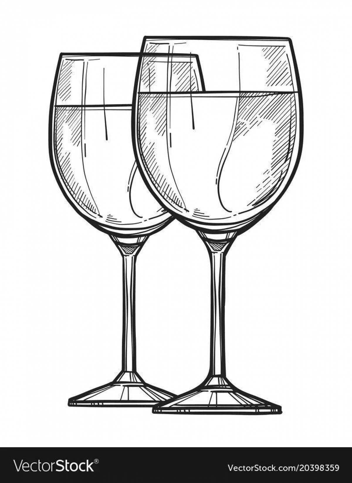 Элегантная раскраска бокал вина