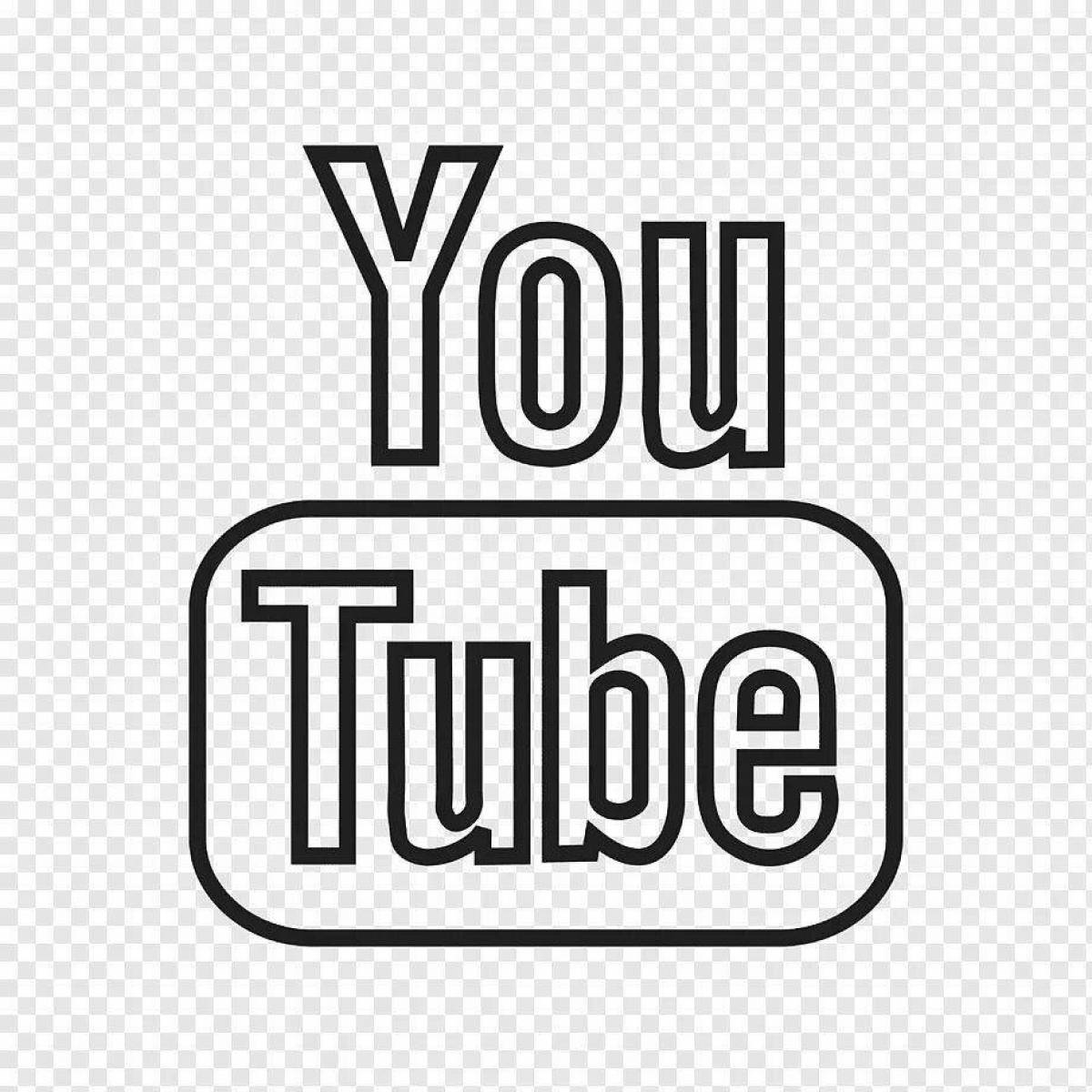 Красочная страница раскраски с логотипом youtube