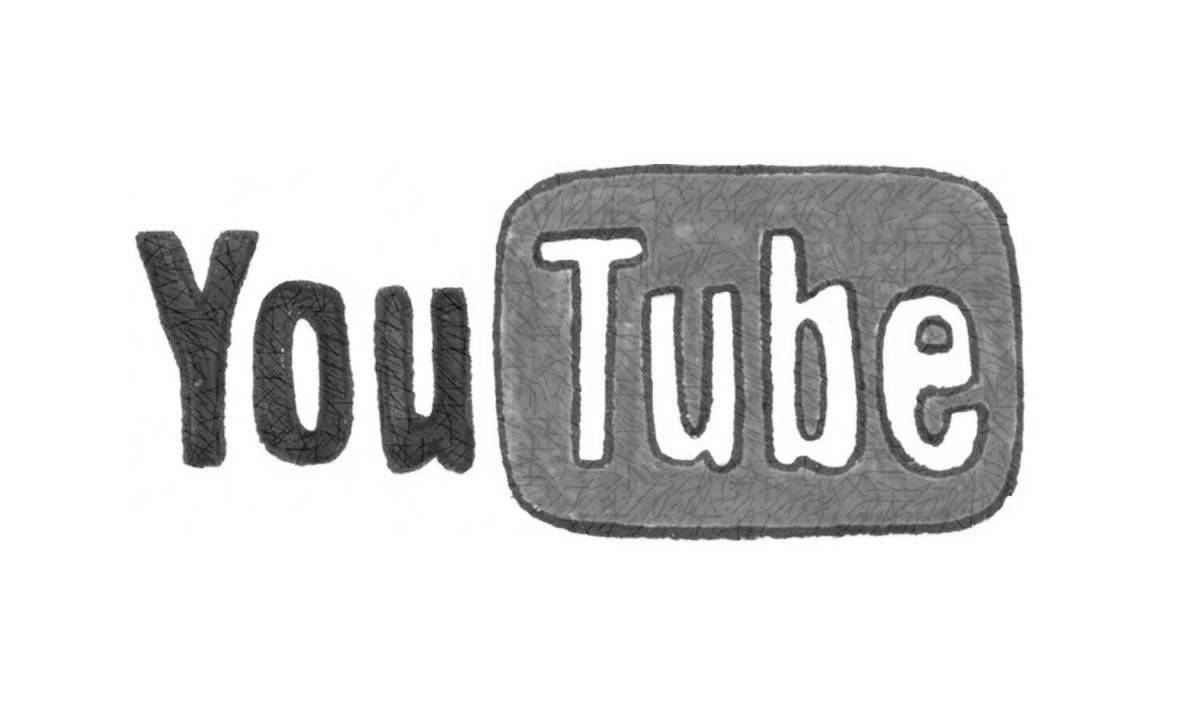 Яркая страница раскраски с логотипом youtube