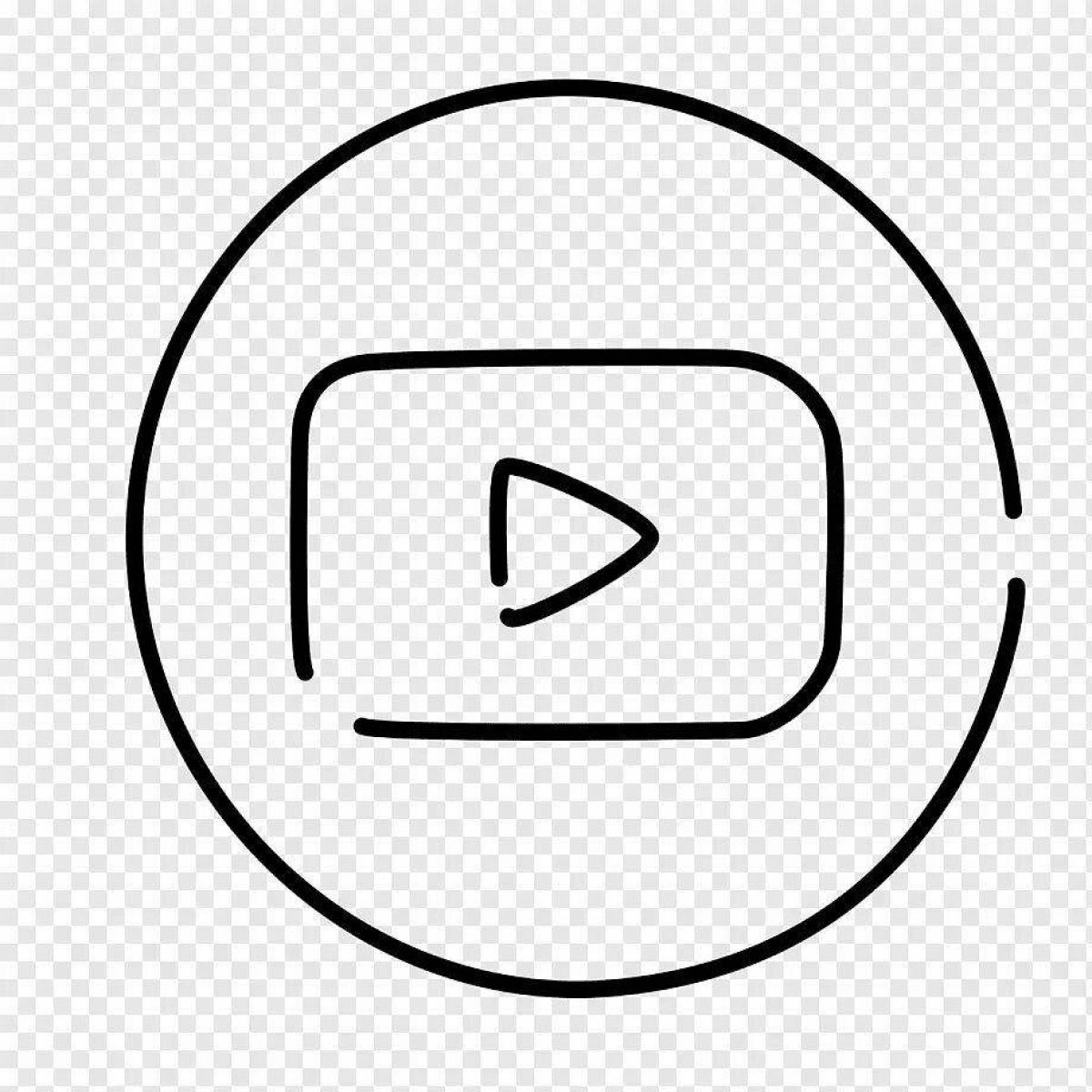 Страница раскраски с веселым логотипом youtube