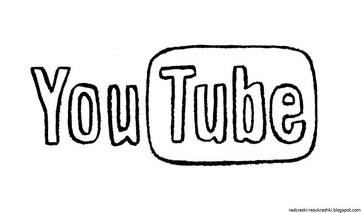 Coloring book with glowing youtube logo