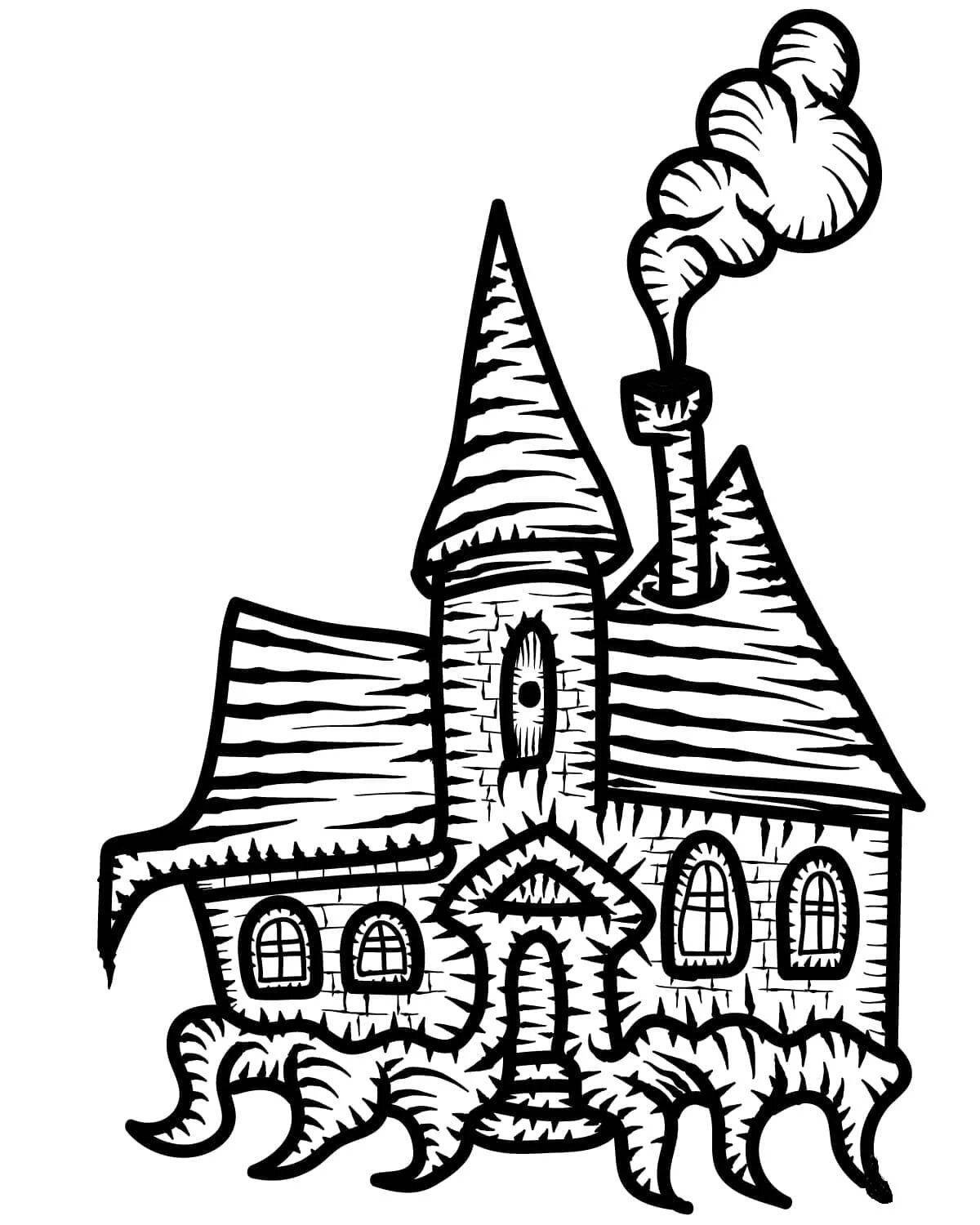 Coloring book sinister gloomy house