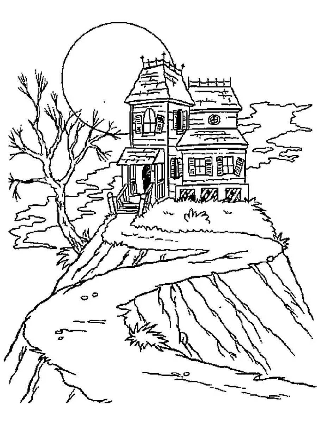 Nerving gloomy house coloring page